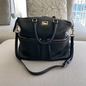 SOLD / Dooney & Bourke Dillen Double Pocket Satchel, Black, Pebble Leather